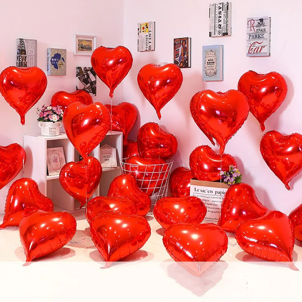 10 Pcs 18inch Girl's birthday heart-shaped balloon set Valentine's Day confession wedding scene decoration red foi ballons