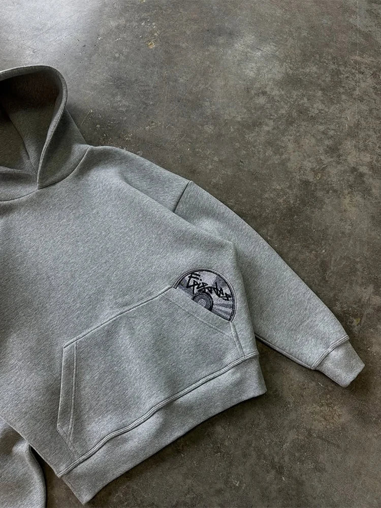 2025 Trendy High Street Retro Casual Streetwear Men's Sports Suit Y2K Harajuku Embroidered Hoodie men Hip-hop Loose Sweatpants