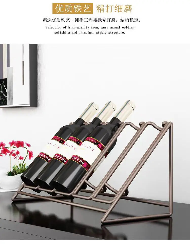 Light Luxury Creative Wine Rack,Home Wine Cabinet Decoration,Tilted Antirust Iron Wine Display Rack Glass Bottle Holders