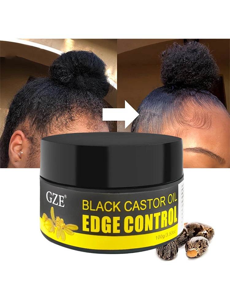GZE African Black Castor Extra Hold Braid, Loc, Twist Gel, Tames Frizz & Edges, Coconut Oil Edge Control