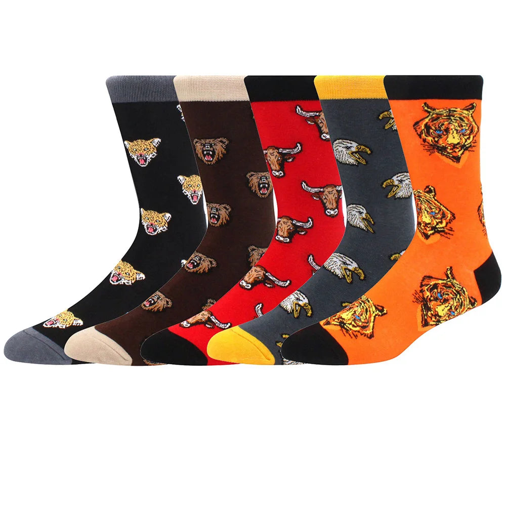 5 Pairs New High Quality Combed Cotton Men Socks Women Happy Fashion Novelty Skateboard Crew Casual Funny Socks for Men