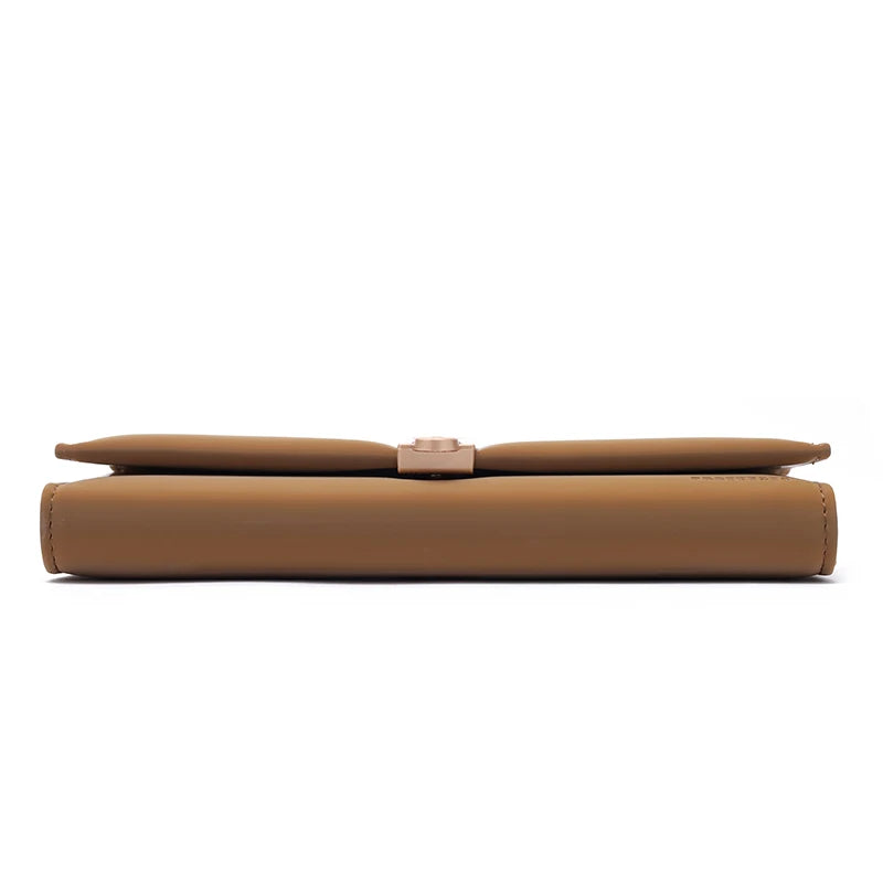 Autumn and winter new wallet women's long South Korea and South Korea small fresh PU leather solid color three fold bag simple s