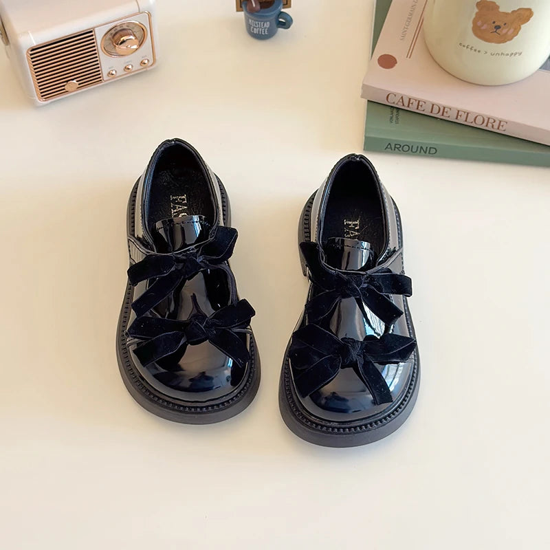 Children Leather Shoes Spring New Princess Shoes for Girls Wine Red Versatile Kids Fashion Wedding Party Mary Jane Shoes Glossy