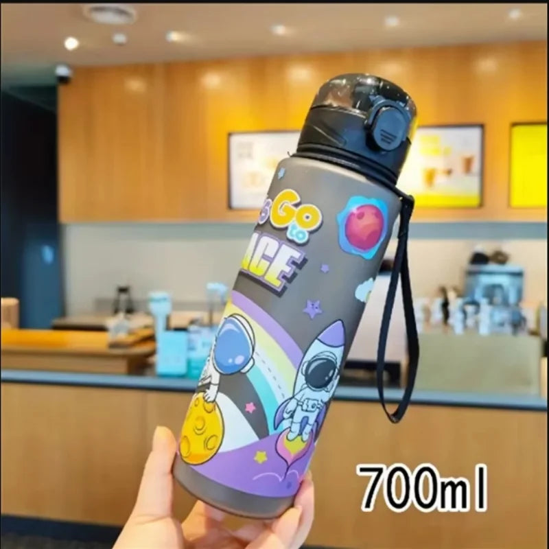 700ml Cosmic Astronaut Themed Insulated Water Bottle Leakproof Flip Lid Carrying Strap Portable Adorable Activities Cup BPA-Free