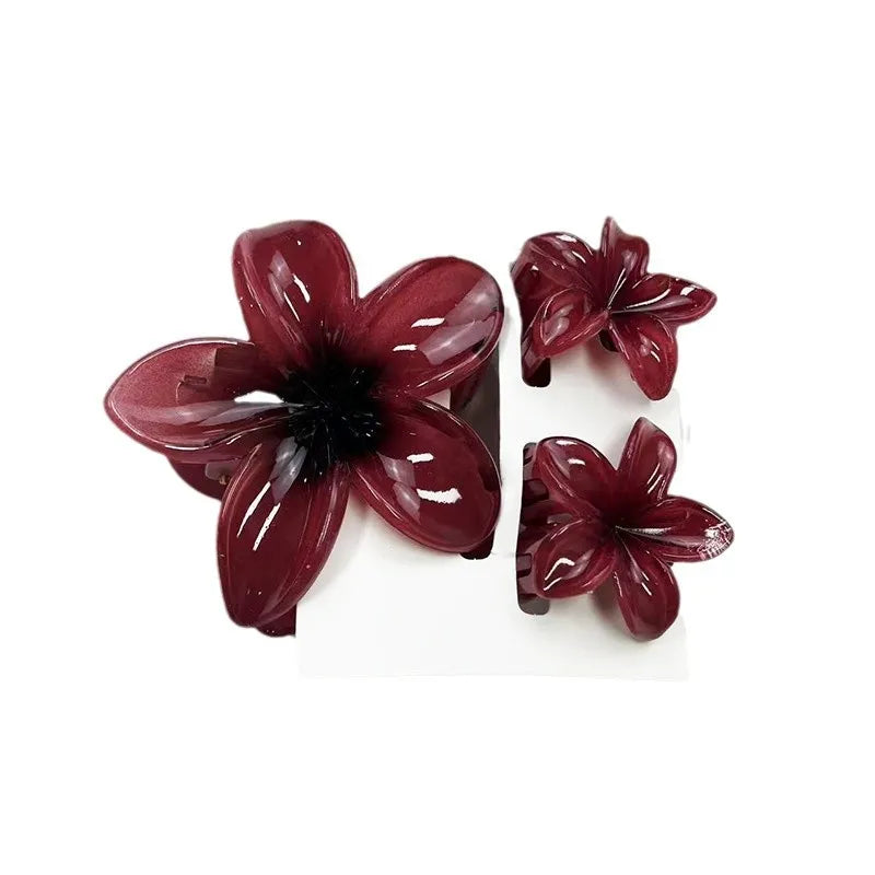 3Pcs/Set Sweet Flower Colroful Gradient Hair Claws Ponytail Cip Clamp Barrettes Hairpins For Women Girl Beach Hair Accessories