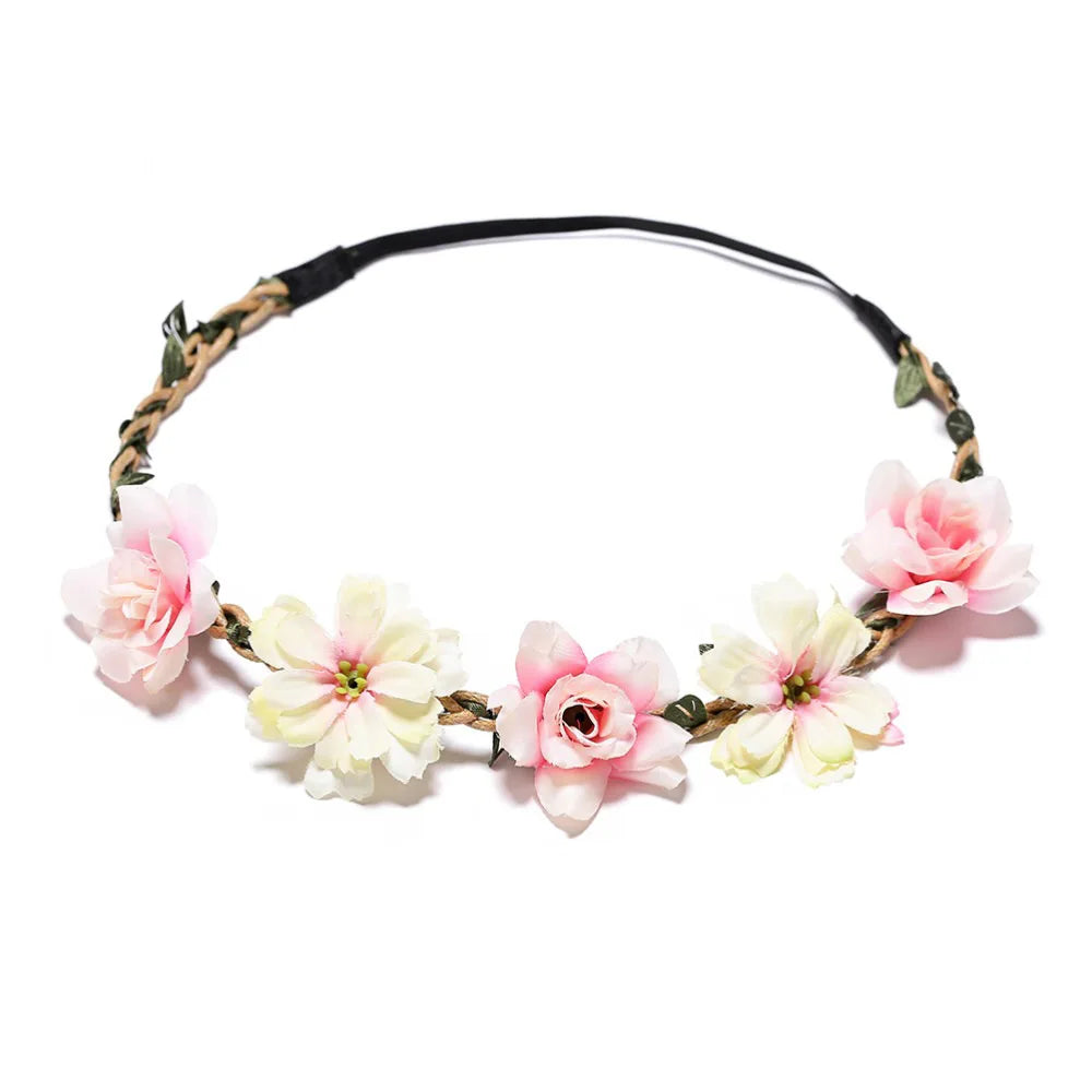 Women Wedding Flower Headband Girls Boho Flowers Headwear Children Headbands Hair Accessories Bride Wreath Beach Garland