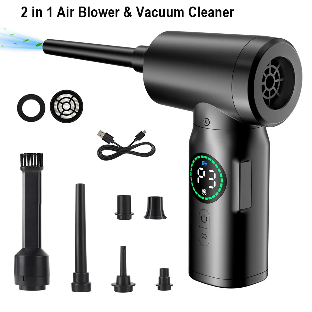 7500mAh Portable Compressed Air Duster Multi Air Blower & Vacuum Cleaner Cordless Duster Blower for Keyboard Computer Cleaning