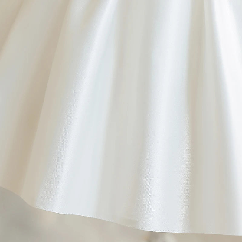 Flower Girl Dresses for Wedding Kids Backless Tulle Tutu  Princess Prom Party Clothes Baby 1st Birthday Baptism White Dress