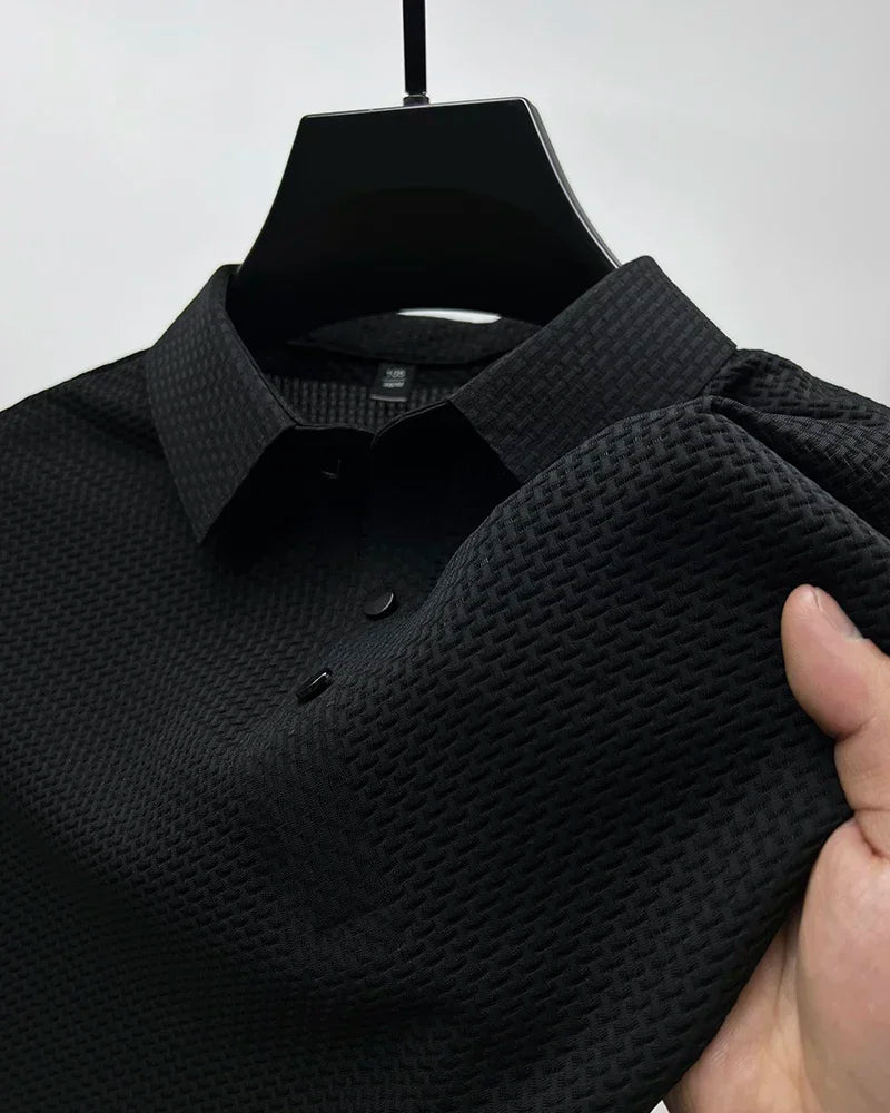 Business Casual Sweat-absorbing Top Brand Clothes Summer New Men's Short Sleeve T-shirt Ice Silk Cool and Breathable POLO Shirt