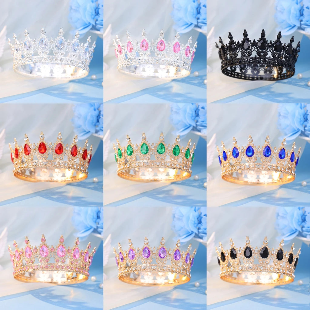 Baroque Round Crystal Tiaras And Crowns Headband Rhinestone Prom Diadem Crown Bridal Wedding Hair Accessories Jewelry Crown Gift