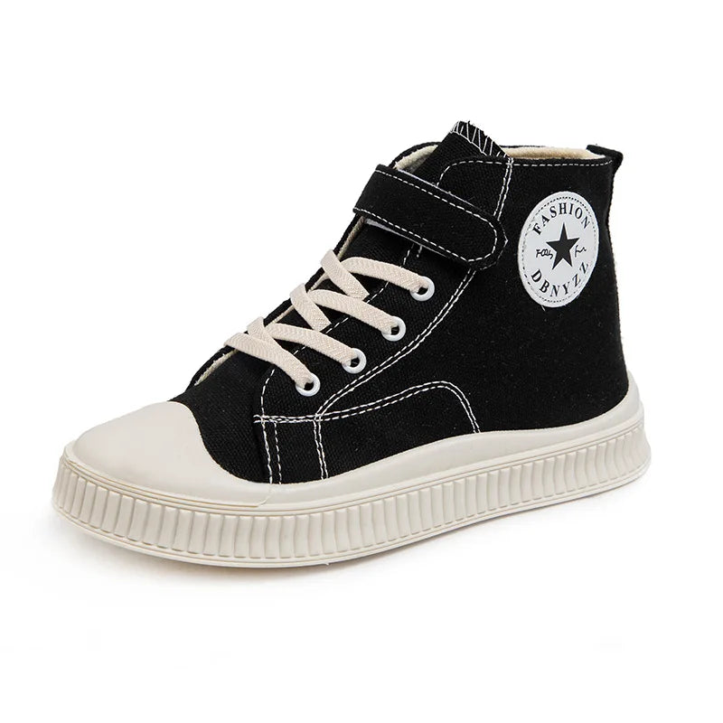 2025 New Children's High-Top Canvas Shoes Boys and Girls Ins Tide Soft Bottom Sneakers with Breathable Casual Board Shoes