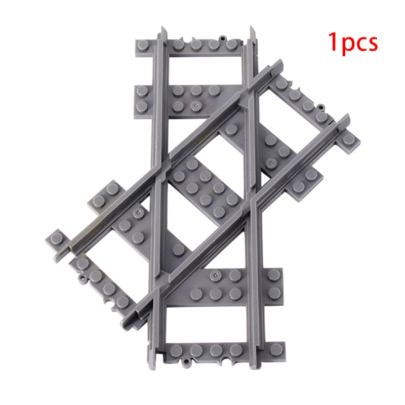 MOC City Train Rail Crossing Flexible Tracks Forked Straight Curved Rails Switch Building Block Bricks Creative DIY Toys