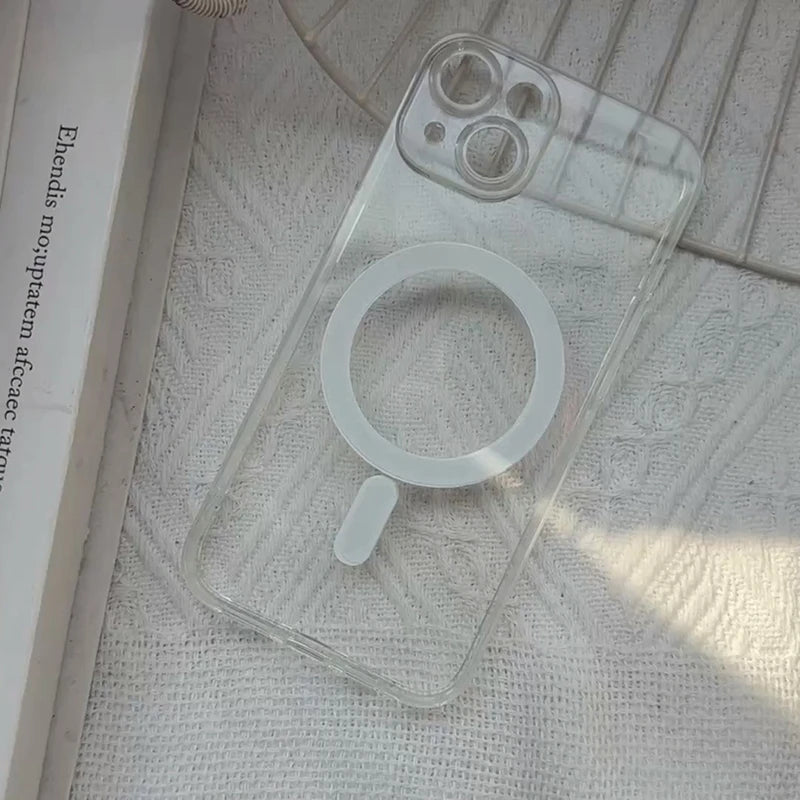 Strong Magnetic Magsafe Wireless Charging Case For iPhone 16 16E 15 14 13 12 11 Pro Max Plus Mini Hard Acrylic Silicone Cover