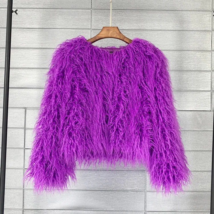 Faux Fur Plush Coat – Soft Shaggy Statement Jacket
