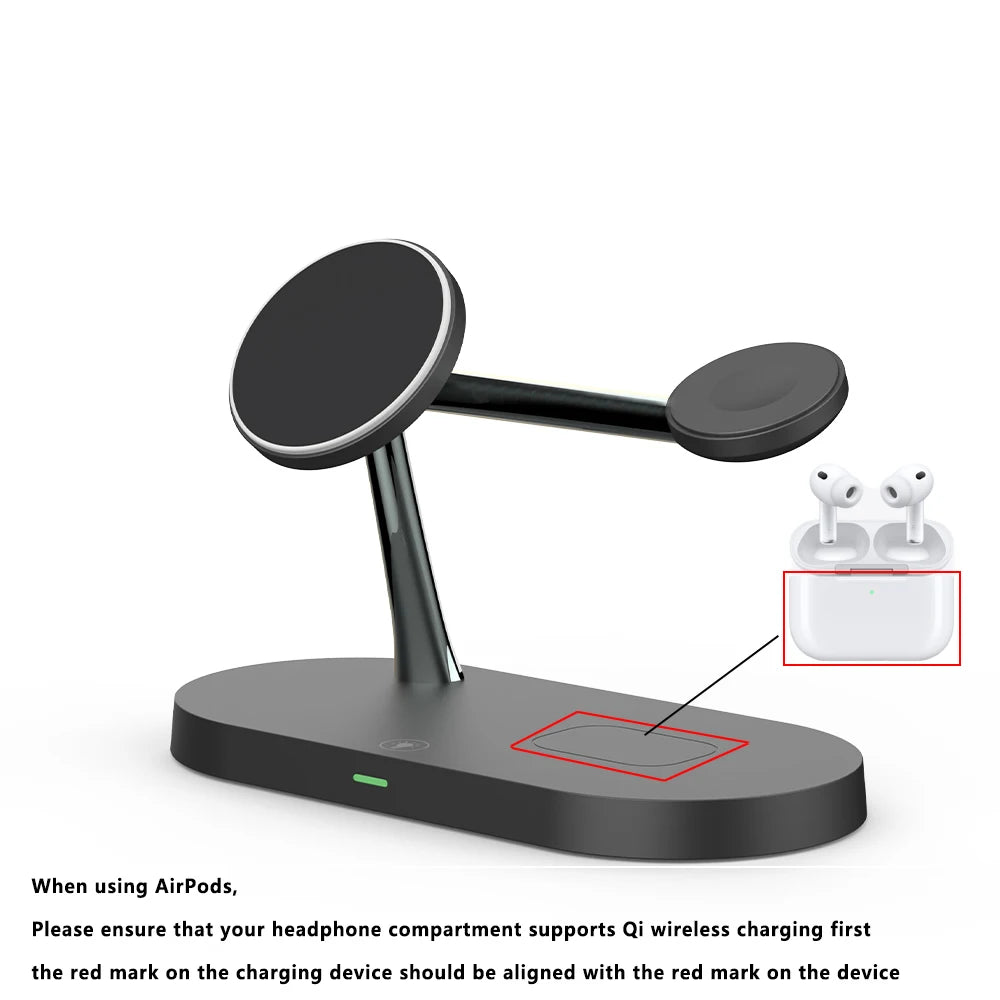 3 in 1 Wireless Charger Stand For iPhone 12/13/14/15/16/17 Fast Charging Station for Apple Watch 10 9 8 7 6 5 4 Airpods 2 3 Pro