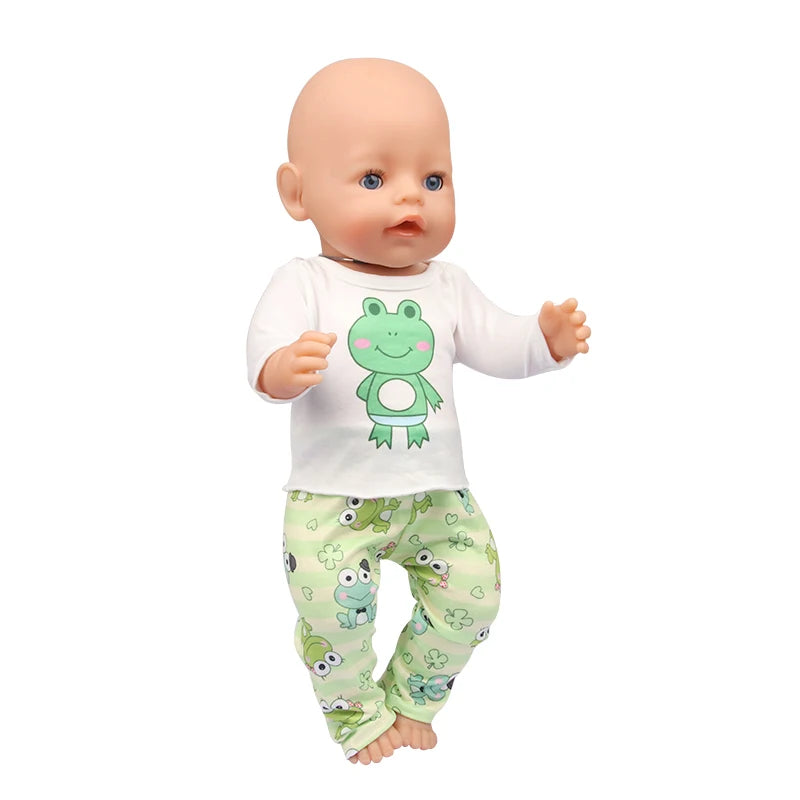 Doll Clothes Pajamas  For 43cm Baby New Born&American 18 Inch Girl Doll Unicorn Shark Cartoon Clothes Suit For Generation Doll