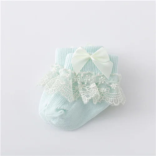 0-24Month Newborn Baby Socks For Girls Cotton Lace Infant Girls Sock Princess Bow Toddler Baby Girls Socks Four Season