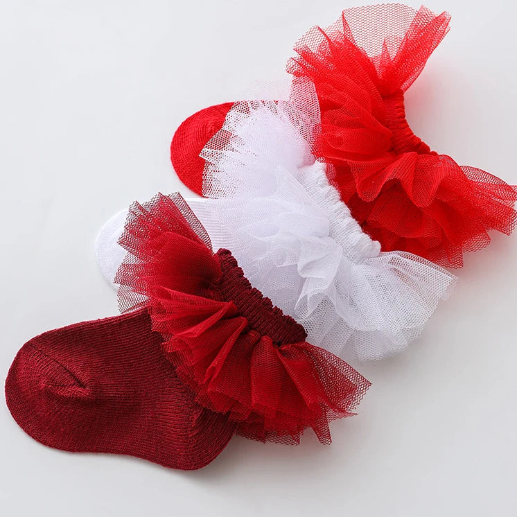 0-1Y Newborn Infant Toddler Baby Socks Girls Kids Princess Bowknot Lace Floral Short Socks Cotton Ruffle Frilly Trim Ankle Socks