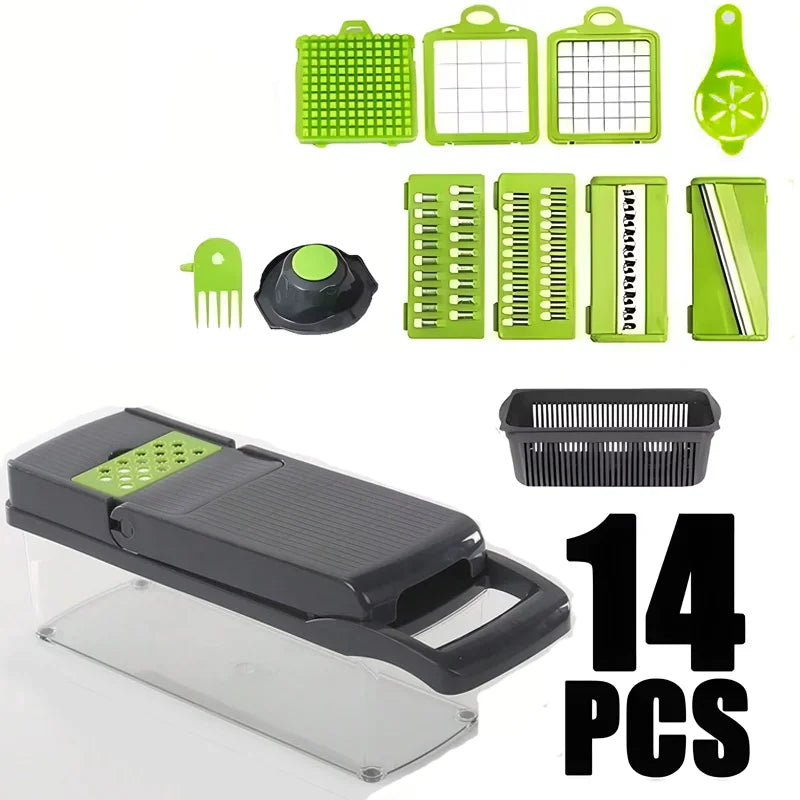14/16 IN 1 Slicer Vegetable Food Chopper Vegetable Cutter Tomato Carrot Grater Cheese French Onion Shredders Kitchen Tool