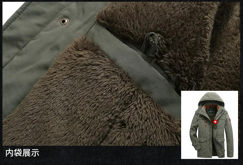 Mens Padded Clothes Velvet Thickened Winter Loose Casual Middle-aged Multi-bag Padded Jackets Cold-resistant Padded Clothes