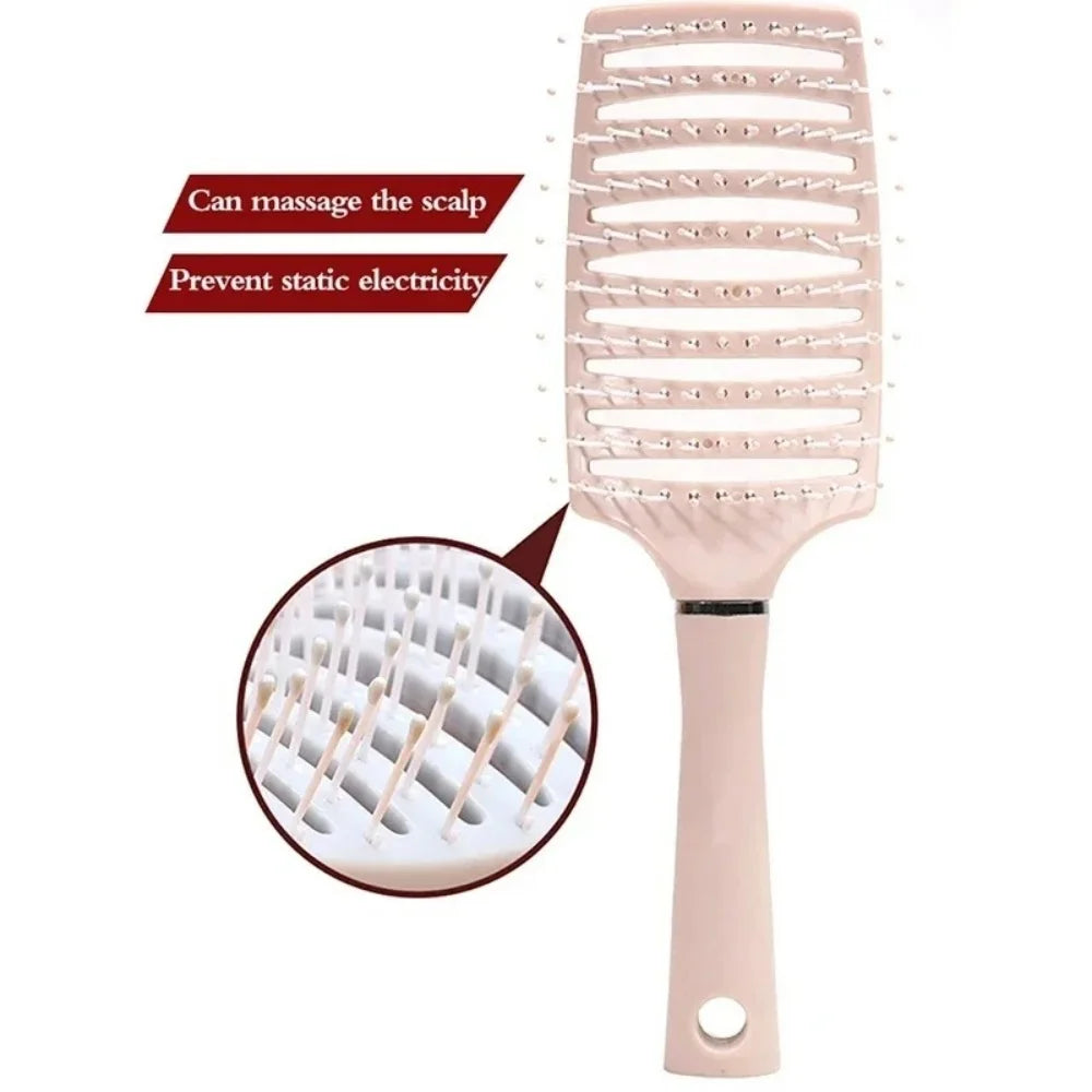 Hairdressing Wide Tooth Hair Comb Wet Curly Massage Brush Gentle Pink Hollow Scalp Massage Comb Barber Styling Hairdressing Tool