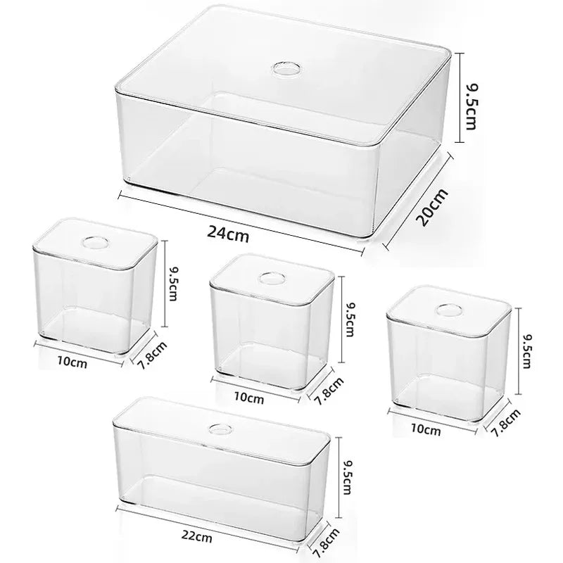 Draw Organizer Acrylic Box With Lid Clear Desk Organizer Box Make up Cosmetics Organiser Office Stationery Storage Box Organizer