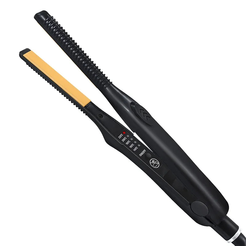 2-in-1 Professional Hair Straightener and Curling Iron Mini Ceramic Straightener with Adjustable Temperature Small Flat Iron