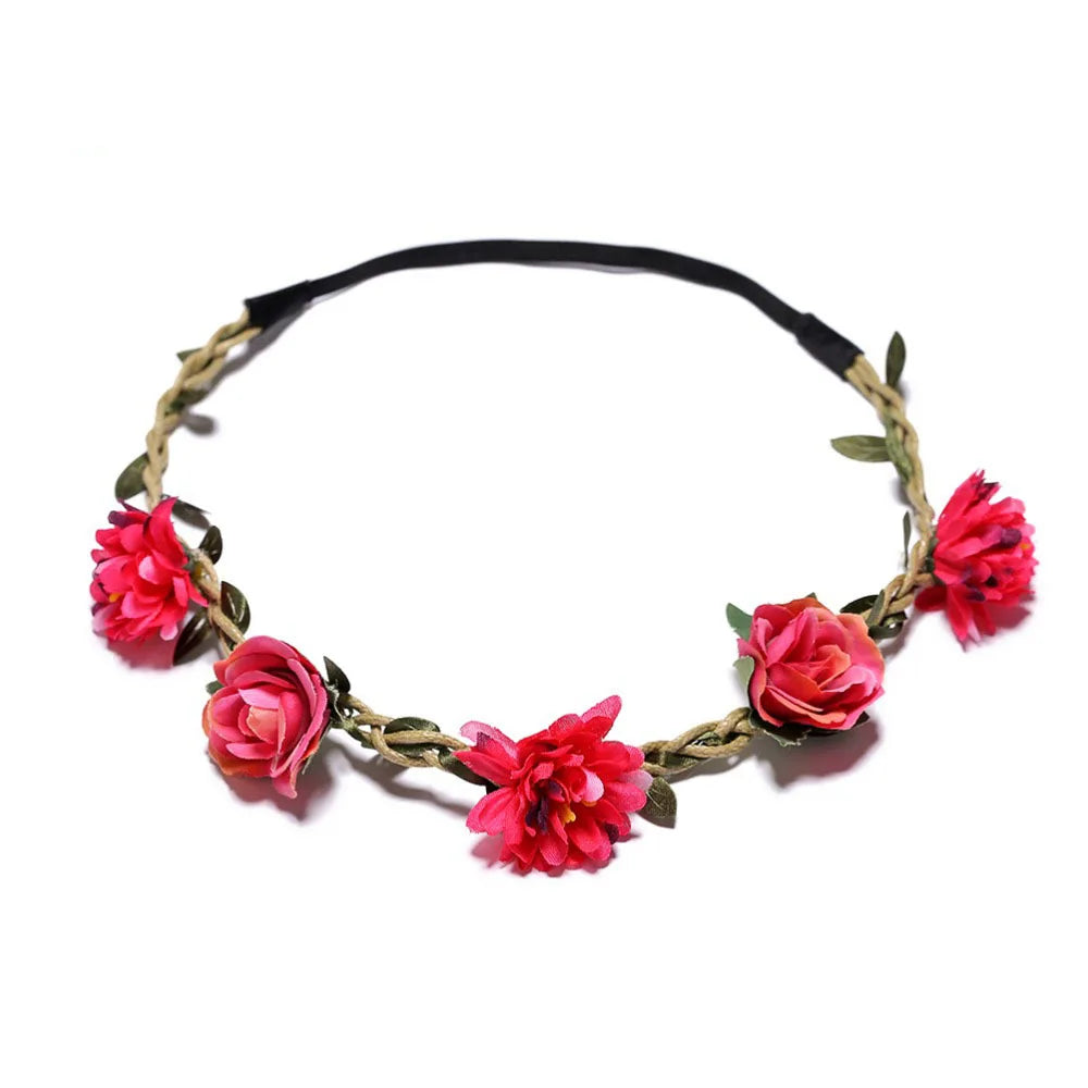 Women Wedding Flower Headband Girls Boho Flowers Headwear Children Headbands Hair Accessories Bride Wreath Beach Garland