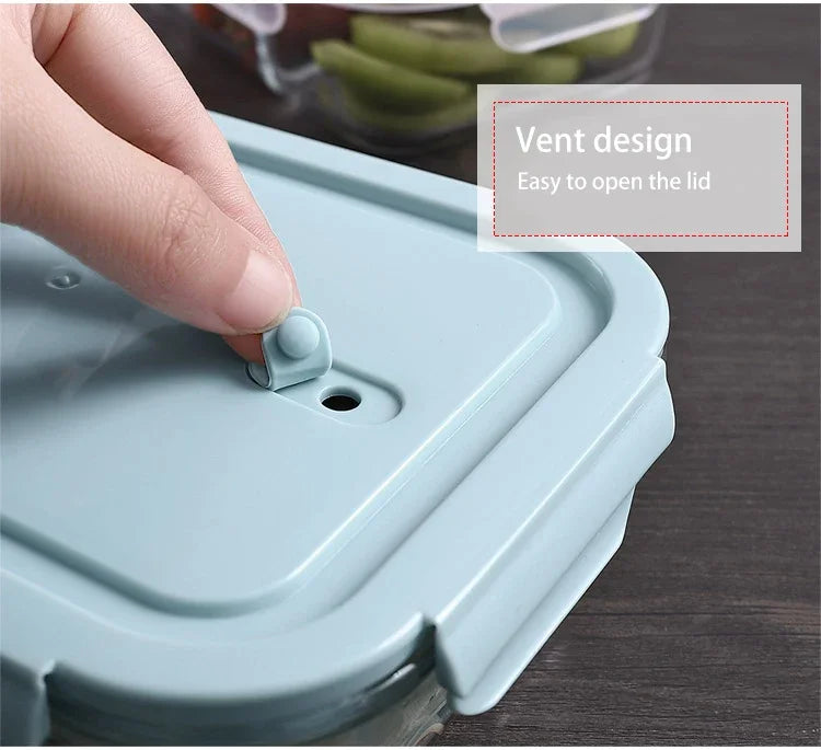 Glass Lunch Box Sealed Fresh-Keeping Box with Lid Portable Student Picnic Box Microwave-Heated Special Food Container Bento Box