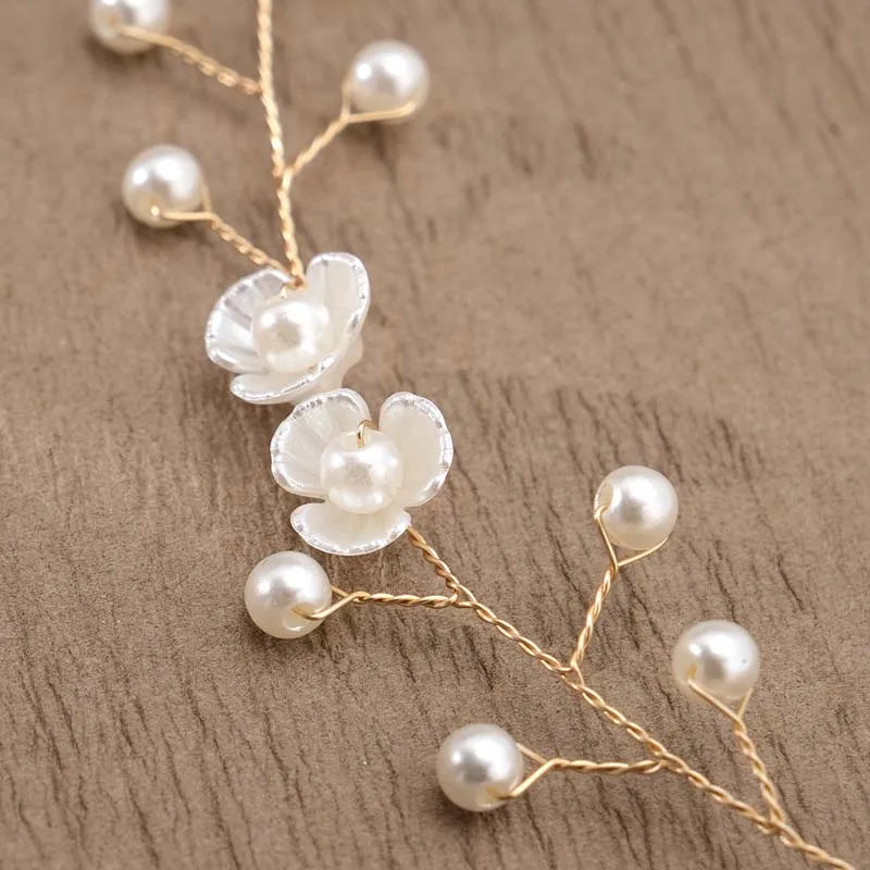 Elegant Flower Pearl Wreath Headband Bride Wedding Dress Accessories Garland Headdress Bride Hair Band Hairvine Wedding Jewelry