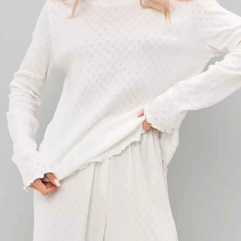 Stylish Long Sleeve Pajamas Sets for Women 2 Piece Soft Cotton Casual Homewear Comfortable Lady's Loungewear Spring Thin Design