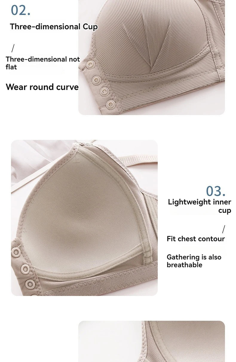 New Large Size Front Buckle Sexy Push up WOMEN'S Bra Adjustable Thin Cup Breathable Comfortable Middle-aged Mom Ladies Underwear