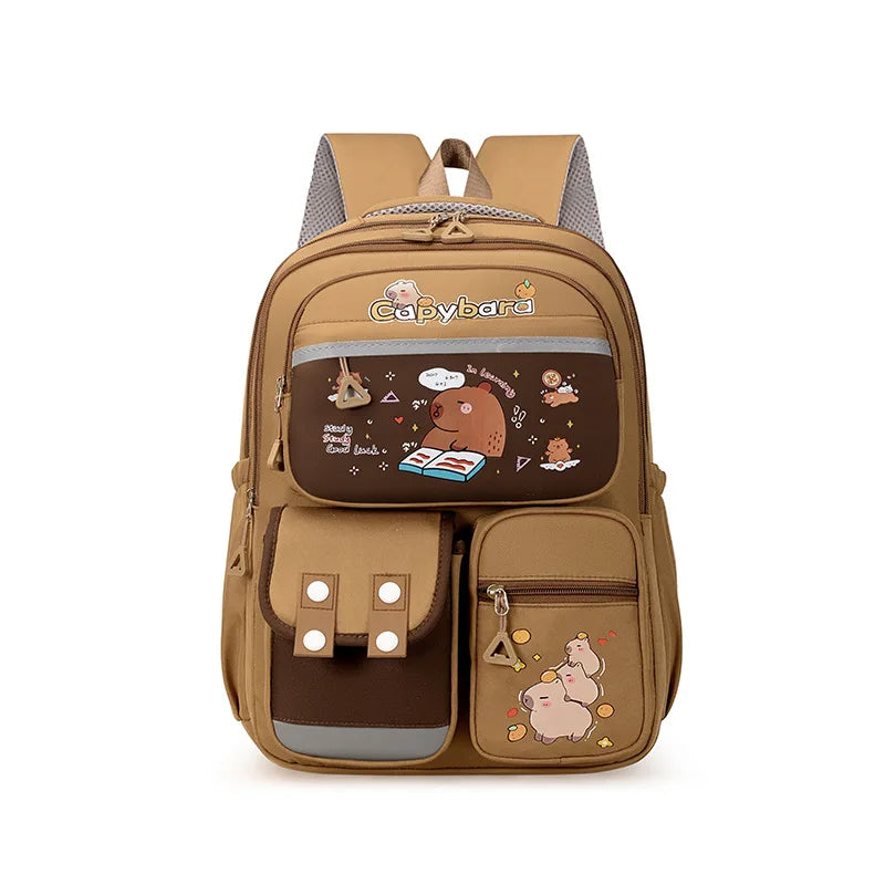 Capybara School Backpack Teens Girls School Bags Set Casual Daypack Kids 3Pcs Book Bag Kawaii Children Schoolbag Travel Backpack