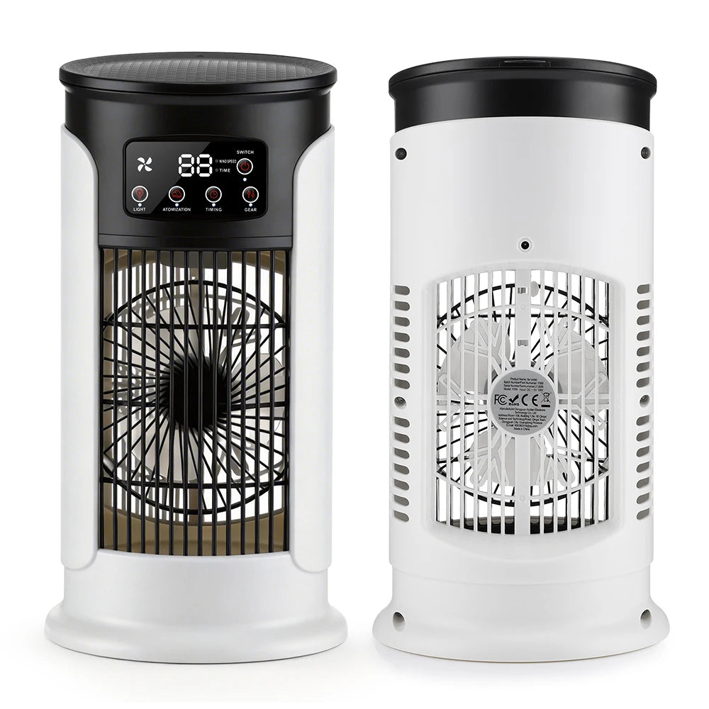 Portable Air Conditioner Fan 6 Speeds Misting Humidifier USB Desktop Cooler LED Display Timer Home Office Personal Summer