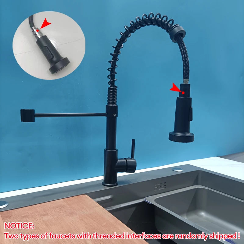 Kitchen Pull Down Spring Sink Faucet 360 Rotation Hot Cold Mixer Tap