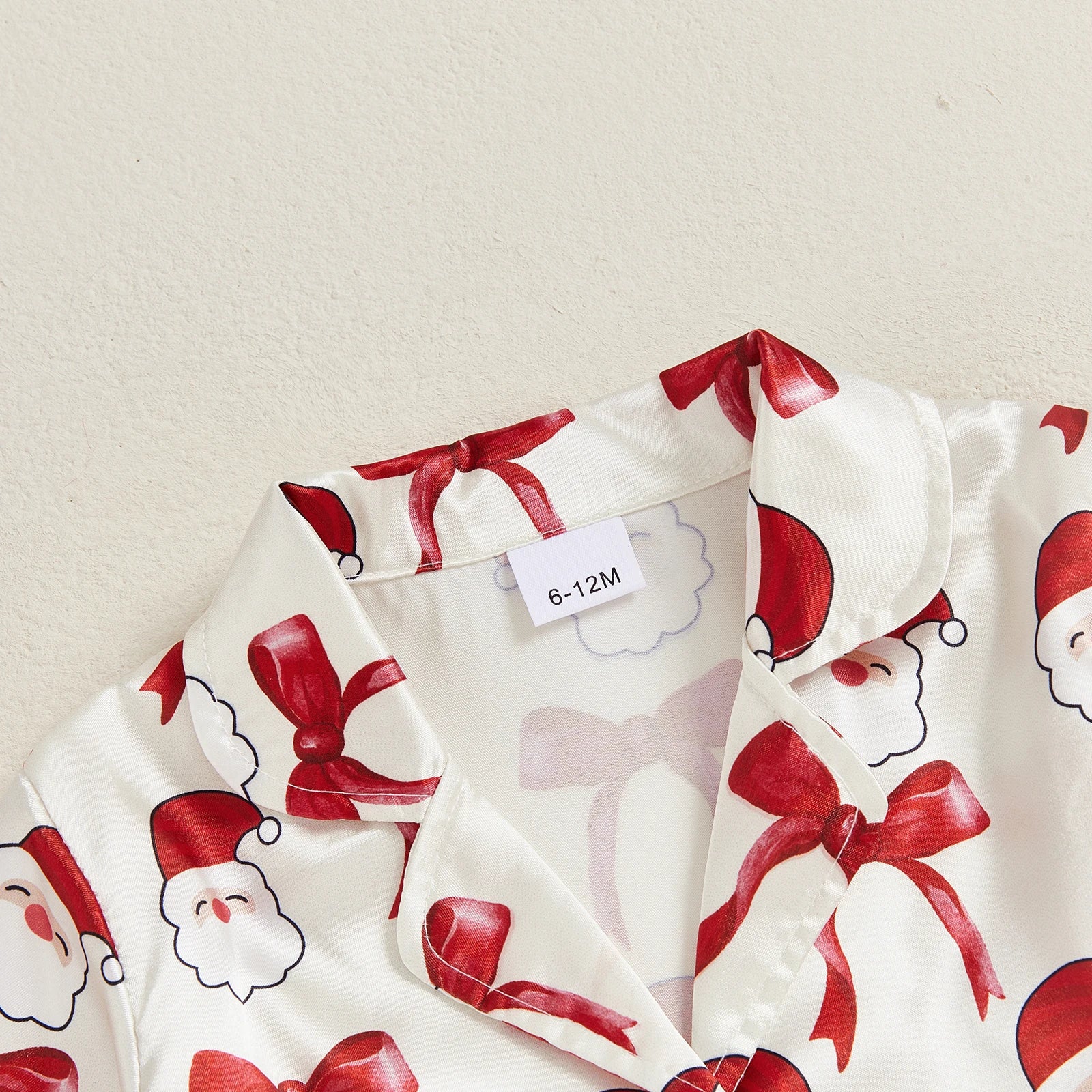 1-7T Baby Boy Girl Christmas Silk Pajamas Set Button Down Deer Santa Long Sleeve Shirts Tops and Pants Satin Pj Sets