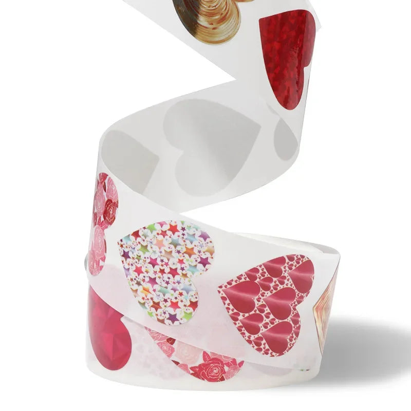 50-500pcs 1inch Red Heart Stickers for Valentine's Day Baking Packaging Sticker Envelope Seals Love Decorative Sticker
