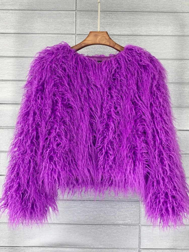 Faux Fur Plush Coat – Soft Shaggy Statement Jacket