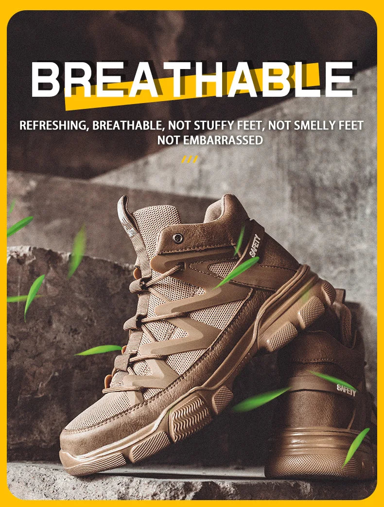 Work Safety Shoes Men's Safety Boots Anti-smash Work Shoes With  Plastic steel head Shoes Men Work Boots Anti-stab Safety Sneake