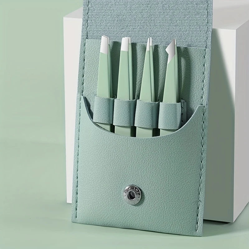 Ouriner Eyebrow Tweezers Set 4 Pcs Stainless Steel Eyebrow Forceps Professional Beauty Tool Set For Facial Hair Inward Growing