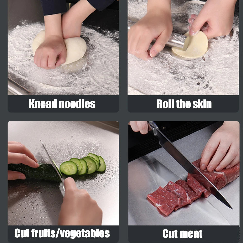 Stainless Steel Chopping Board L-Shaped Large Size Double Panel Multifunctional Home Kitchen Fruit Cutting And Kneading Panel