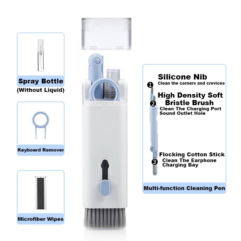 7-in-1 Keyboard Cleaning Kits Airpods Cleaner Headset Cleaner Pen Laptop Screen Cleaning Bluetooth Earphones Cleaning Kit