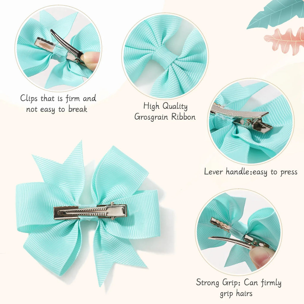 20/40Pcs Sweet Random Candy Color Bow Hair Clip Set for Baby Girls Cute Ribbon Hairpin Kids Headwear Kids Hair Accessories Gifts