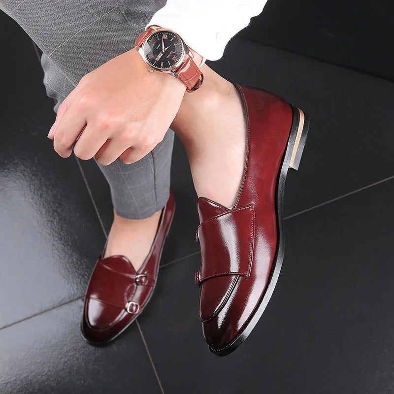 Man Shoes Leather Loafers designer Fashion Slip-on Casual Comfortable Double Monk Dress Shoe
