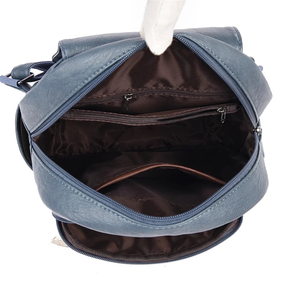 Ladies Bookbag Rucksack Women Large Capacity Backpack Purses High Quality PU Leather Female Vintage School Bags Travel Bagpack