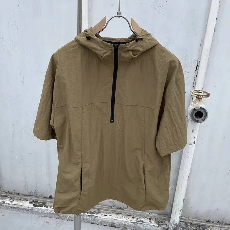 Summer Cargo Style Set Men's Casual Hooded Solid Short Sleeve T-shirt Shorts Loose Fashion High Quality Handsome Sweatshirt Suit