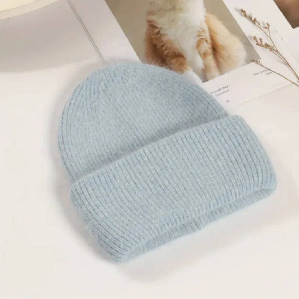 Women's Winter Hats Fashion Warm Bean Hats Solid Color Adult Hats Cute Knitted Hats Baotou Hats Autumn/Winter