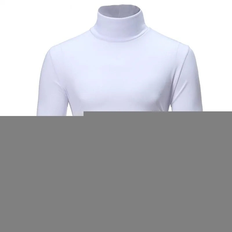Autumn  Winter Men's High Neck T-shirt Slim Fit Fashion High Elastic Long Sleeve Cotton Casual Breathable Apparel Pullover
