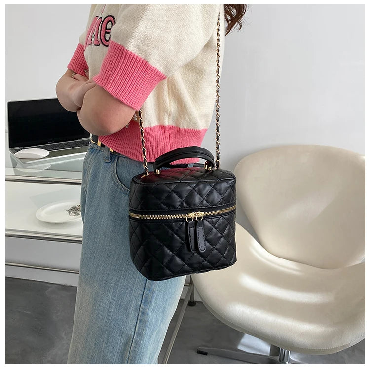 Trendy  Buet Handbag Women's Crossbody Versatile High-End Feel PU Leather Soft Surface Zipper Closure Casual Sle