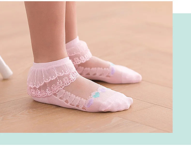 1 Pair Soild Color Thin Lace Mesh Socks for Baby Children Girls Summer Dresses Paired with Princess Socks Baby Clothing